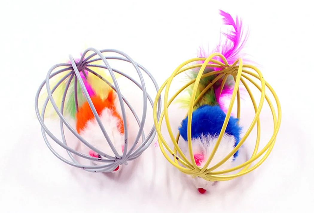 1 piece Cat Toy Stick Feather Wand With Bell Mouse Cage