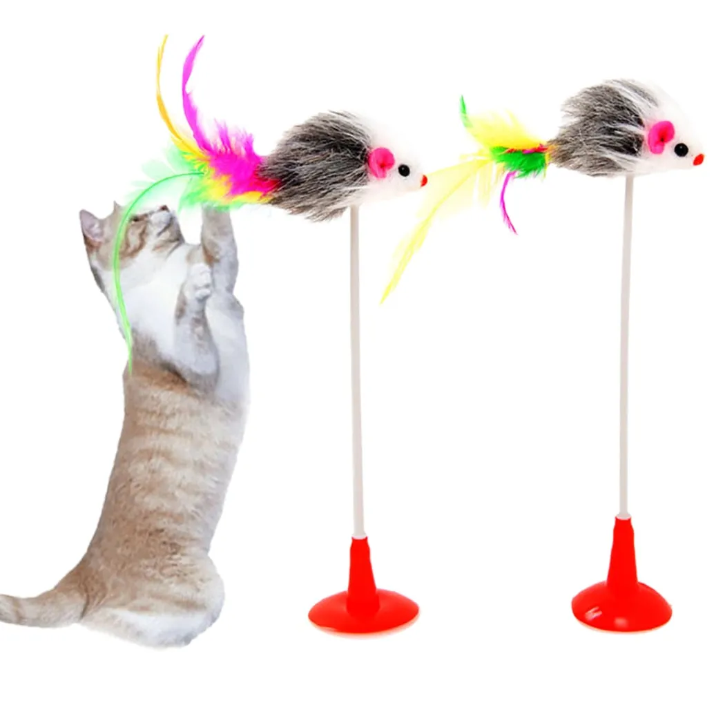 1 piece Cat Toy Stick Feather Wand With Bell Mouse Cage