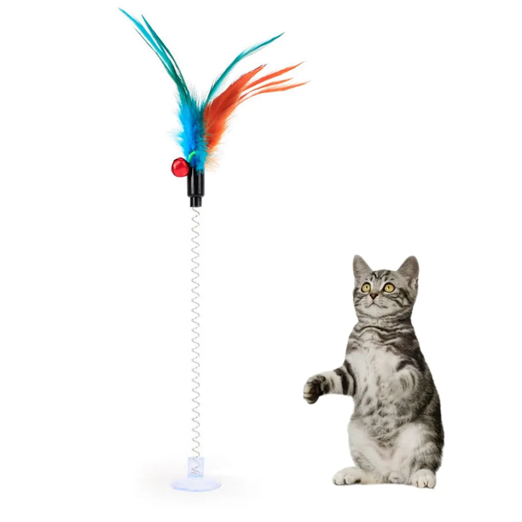 1 piece Cat Toy Stick Feather Wand With Bell Mouse Cage