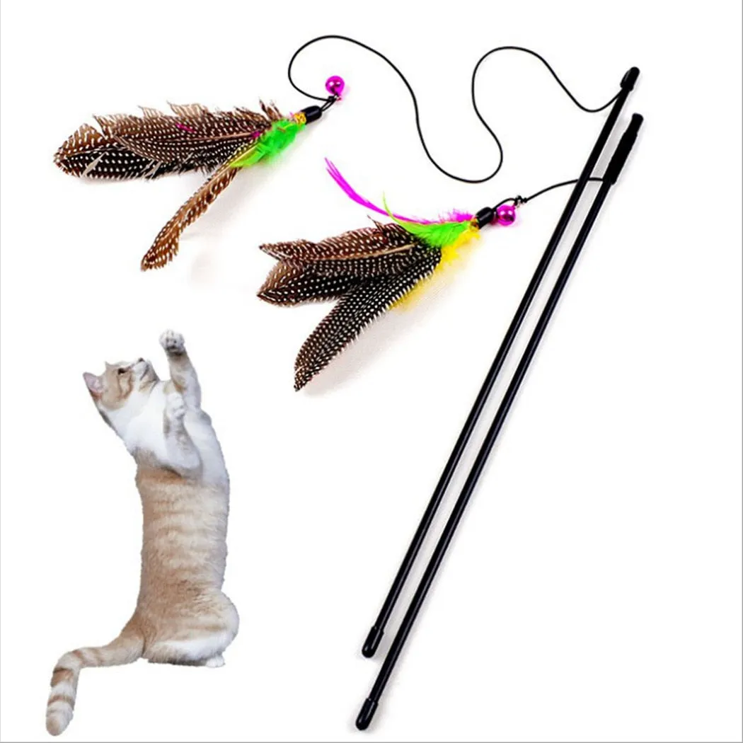 1 piece Cat Toy Stick Feather Wand With Bell Mouse Cage