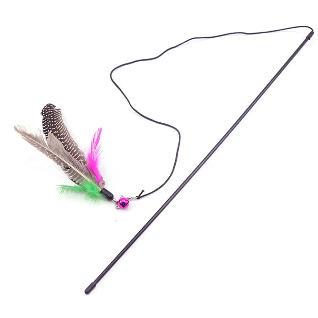 1 piece Cat Toy Stick Feather Wand With Bell Mouse Cage