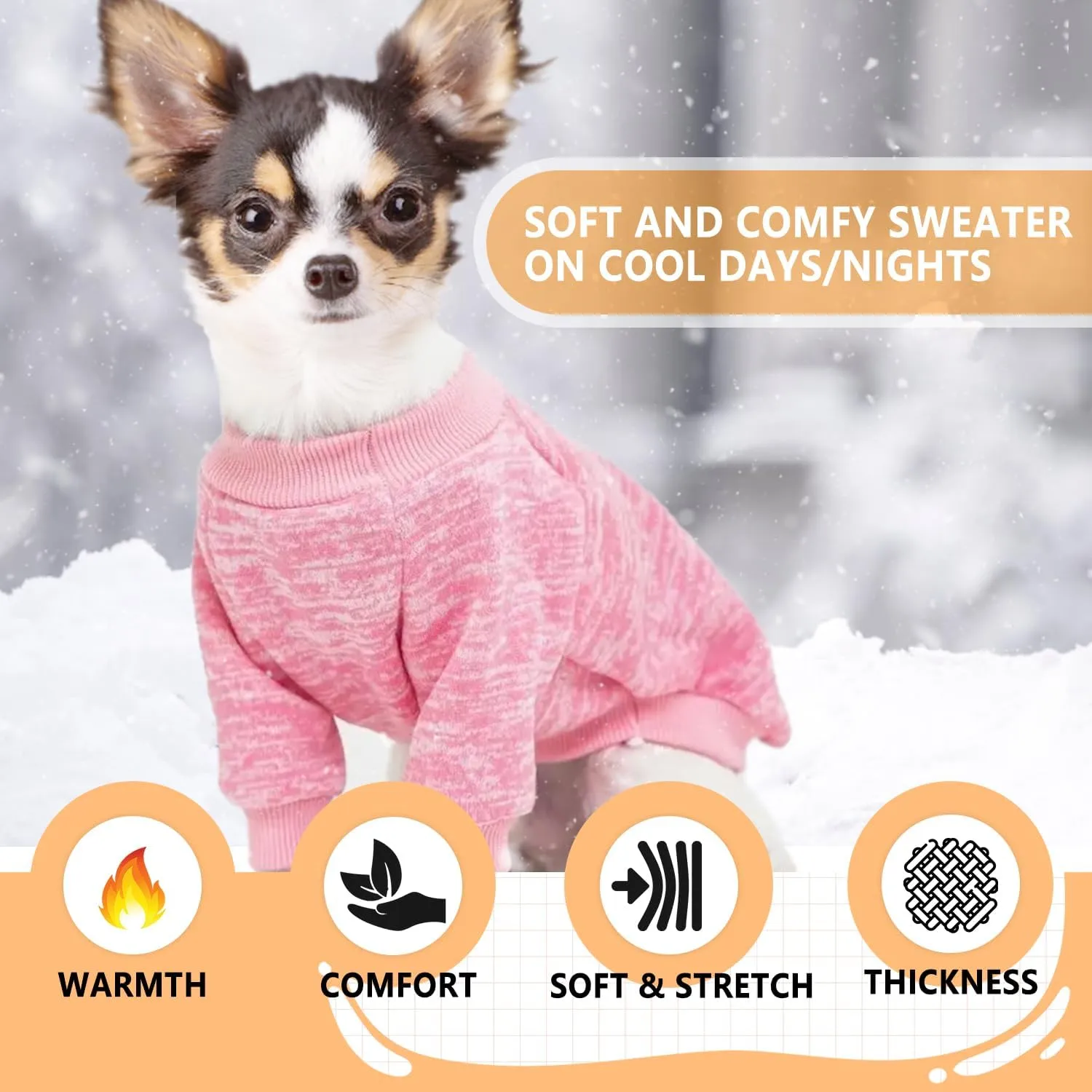 2 Pieces Dog Sweaters for Small Dogs Winter Fleece Puppy Sweaters Warm Cute Dog Clothes Outfit for Chihuahua Yorkie Dog Classic Knitwear Sweater Pet Costume (Small)