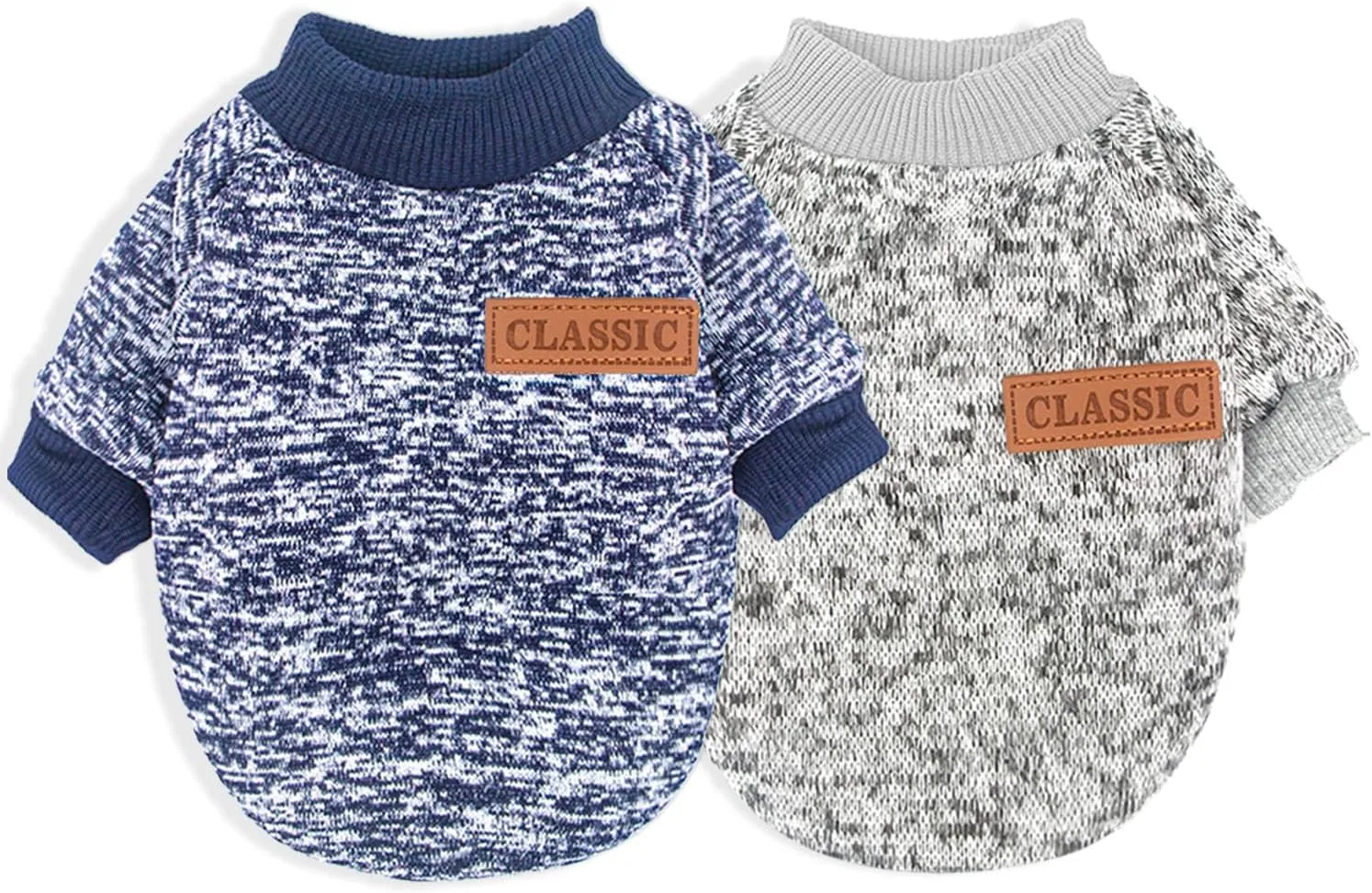 2 Pieces Dog Sweaters for Small Dogs Winter Fleece Puppy Sweaters Warm Cute Dog Clothes Outfit for Chihuahua Yorkie Dog Classic Knitwear Sweater Pet Costume (Small)