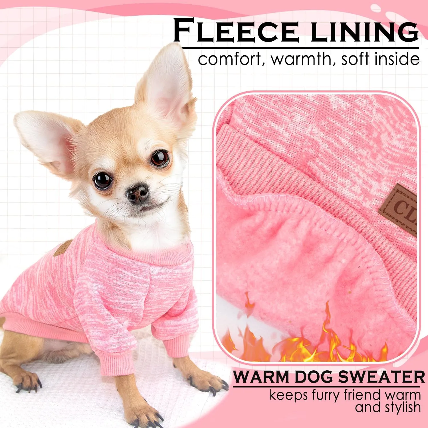 2 Pieces Dog Sweaters for Small Dogs Winter Fleece Puppy Sweaters Warm Cute Dog Clothes Outfit for Chihuahua Yorkie Dog Classic Knitwear Sweater Pet Costume (Small)