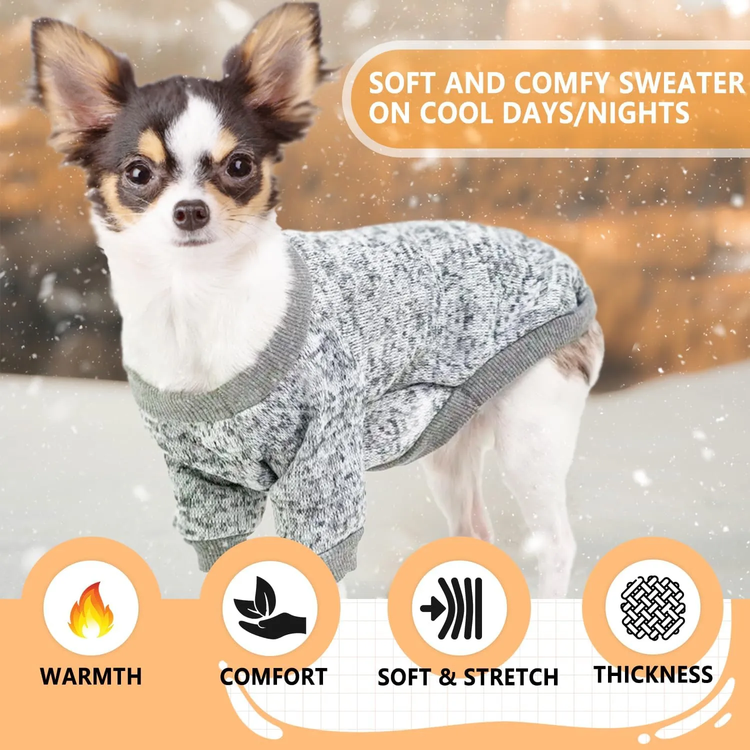 2 Pieces Dog Sweaters for Small Dogs Winter Fleece Puppy Sweaters Warm Cute Dog Clothes Outfit for Chihuahua Yorkie Dog Classic Knitwear Sweater Pet Costume (Small)