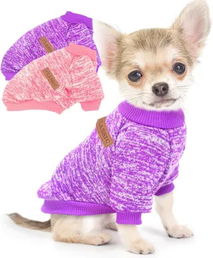2 Pieces Dog Sweaters for Small Dogs Winter Fleece Puppy Sweaters Warm Cute Dog Clothes Outfit for Chihuahua Yorkie Dog Classic Knitwear Sweater Pet Costume (Small)