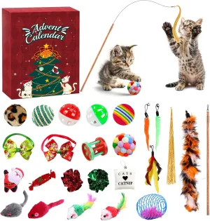 2024 Cat Advent Calendar with 24 Assorted Interactive Christmas Cat Toys, Includes Catnip Plush Santa, Feather Teaser, and Colorful Mice  2024 Christmas Countdown Gift Set for Cats and Cat Lovers