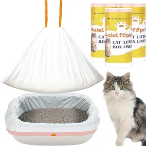 30 Count 41" x 19" Extra Large Litter Box Liners, Disposable Durable and Heavy Duty Drawstring Pet Waste Bags Suit for Cat Litter Tray (Unscented)