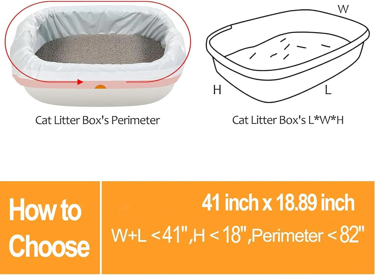 30 Count 41" x 19" Extra Large Litter Box Liners, Disposable Durable and Heavy Duty Drawstring Pet Waste Bags Suit for Cat Litter Tray (Unscented)