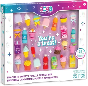 3C4G: Snacks & Sweets Puzzle Eraser Set