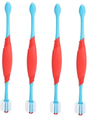 4Pcs Dual Head Pet Toothbrush Soft Bristle Dog and Cat Oral Care Tool for Cleaning TPE and Material Brush for Healthy Pet