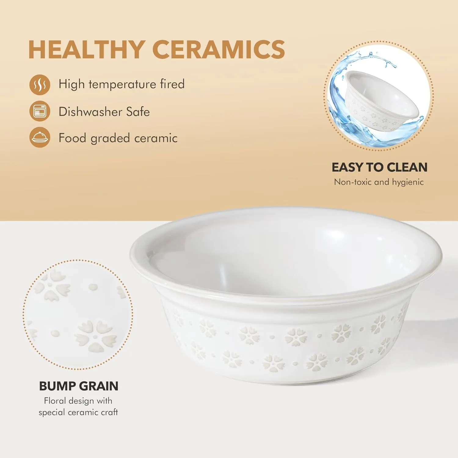 5.5inch Ceramic Adjustable Raised Double Bowls Set with Stand, 3 Heights Elevated, 2 Placement Options,Food and Water Dishes for Puppy, CatsDouble Bowls Stand, Reactived Glaze -White