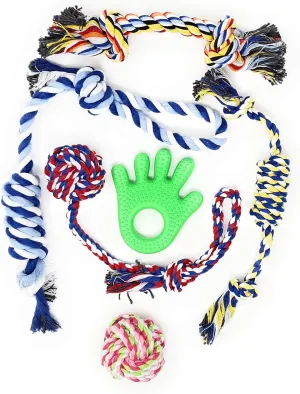 6 Pack Dog Puppy Pet Cotton Rope Toys for Small to Medium Dogs. Puppy Chew Teething Machine Washable Dental Floss Toys, Tug Toy Set