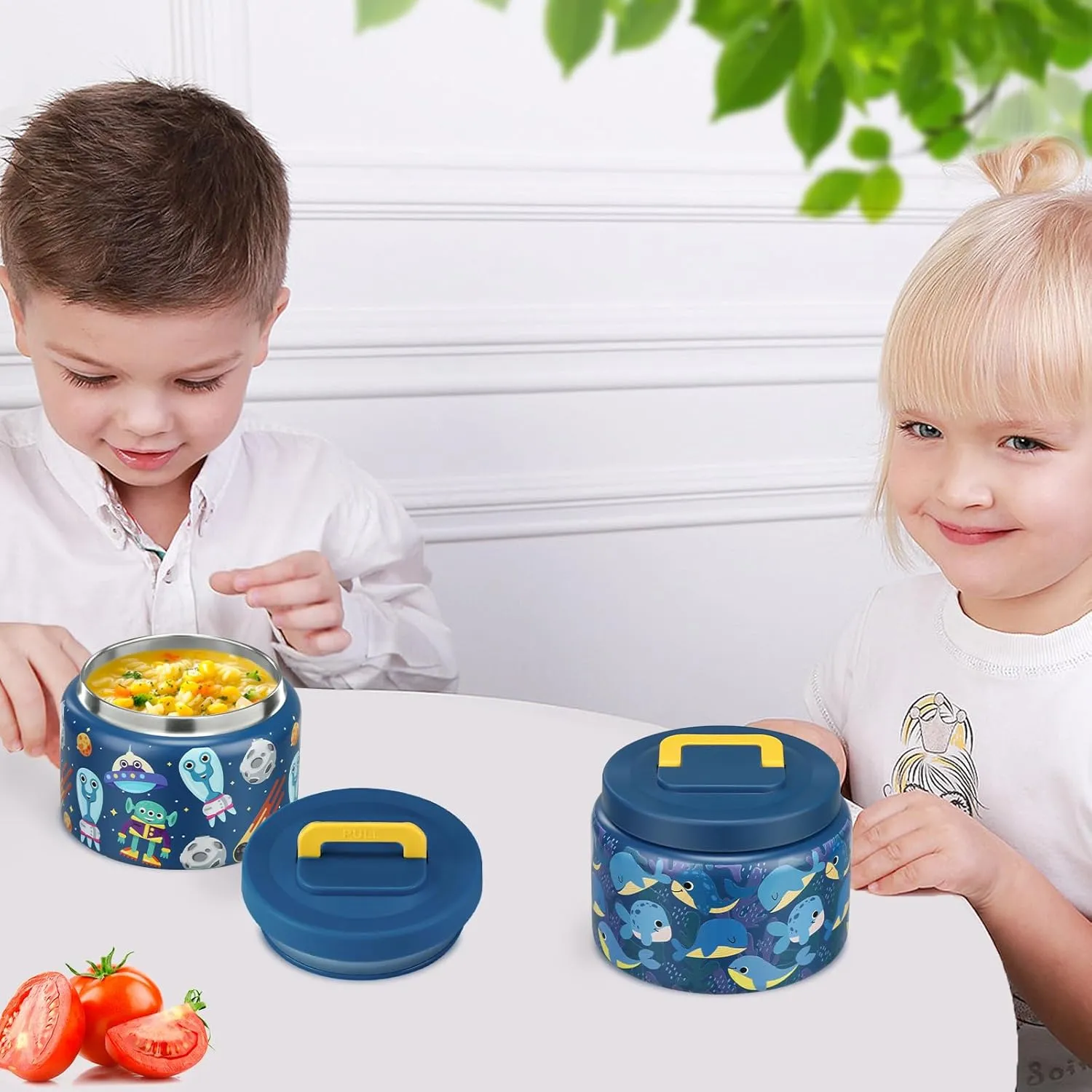 8oz Kids Thermo for Hot Food,Small Lunch Thermos Food Container Stainless Steel,Easy Open Wide Mouth Thermo for Hot Cold Food for Preschool Travel (Blue Whale)