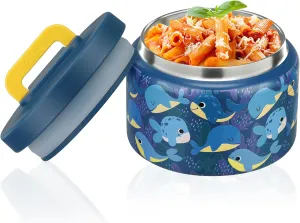 8oz Kids Thermo for Hot Food,Small Lunch Thermos Food Container Stainless Steel,Easy Open Wide Mouth Thermo for Hot Cold Food for Preschool Travel (Blue Whale)