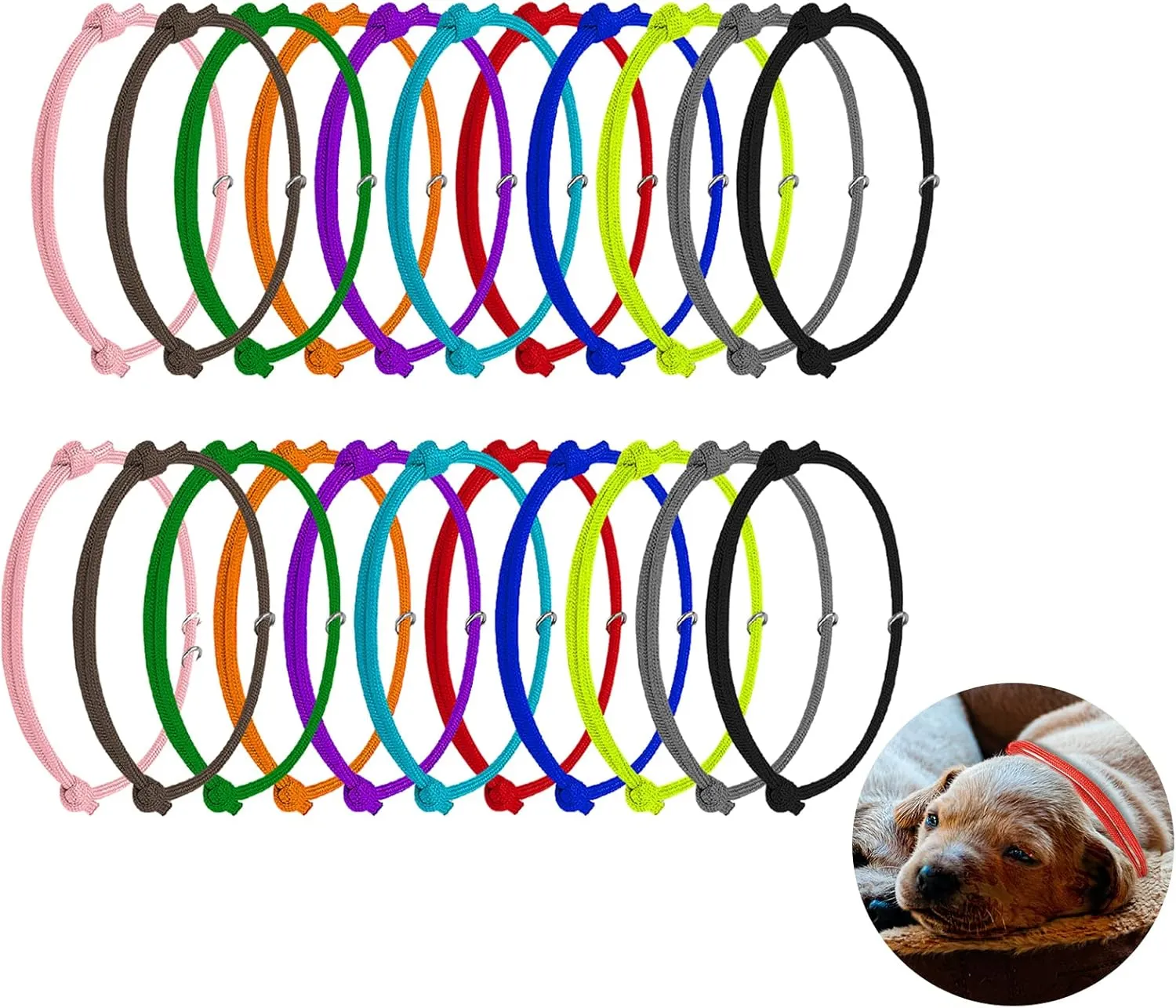 AIEX 24pcs Puppy Id Collars, Puppy Bands Collars Whelping Collars for Newborn Pet Dog Cat Identification