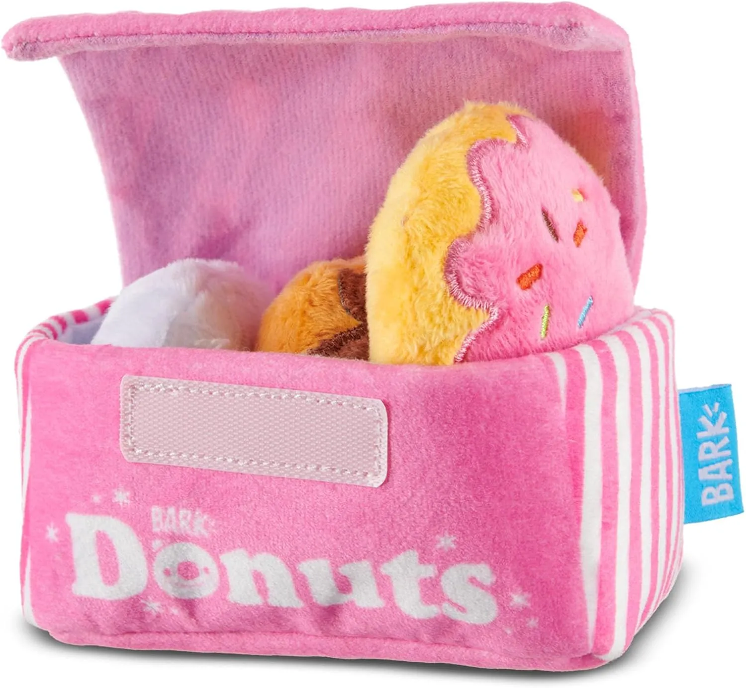 Barkbox Dog Toys  Barkers Dozen Donuts Plush 4 in 1 Multi Part Interactive Dog Toy for Dogs & Puppies  Small