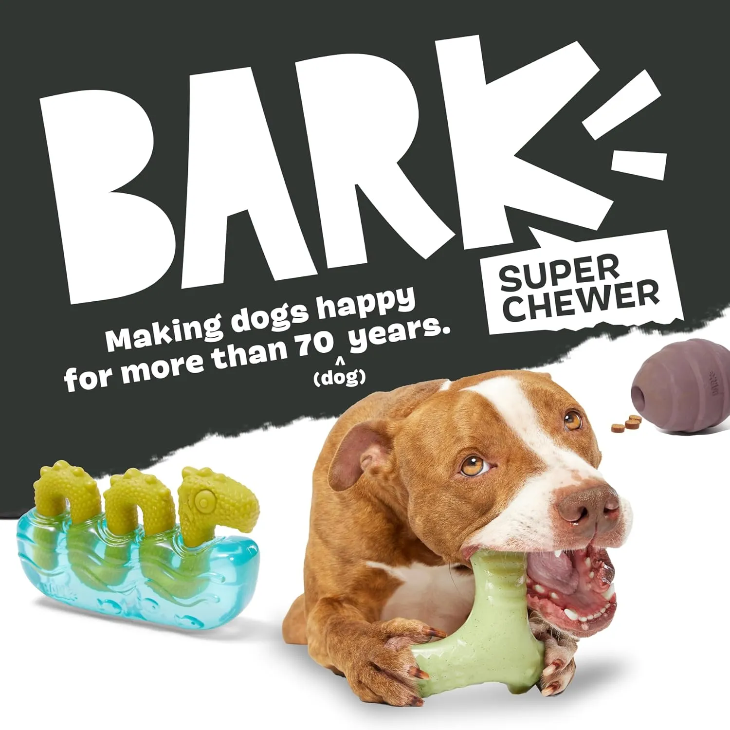 Barkbox Super Chewer Tough Dog Chew Toys for Aggressive Chewers, Dental Stimulating (Chopper - Small)