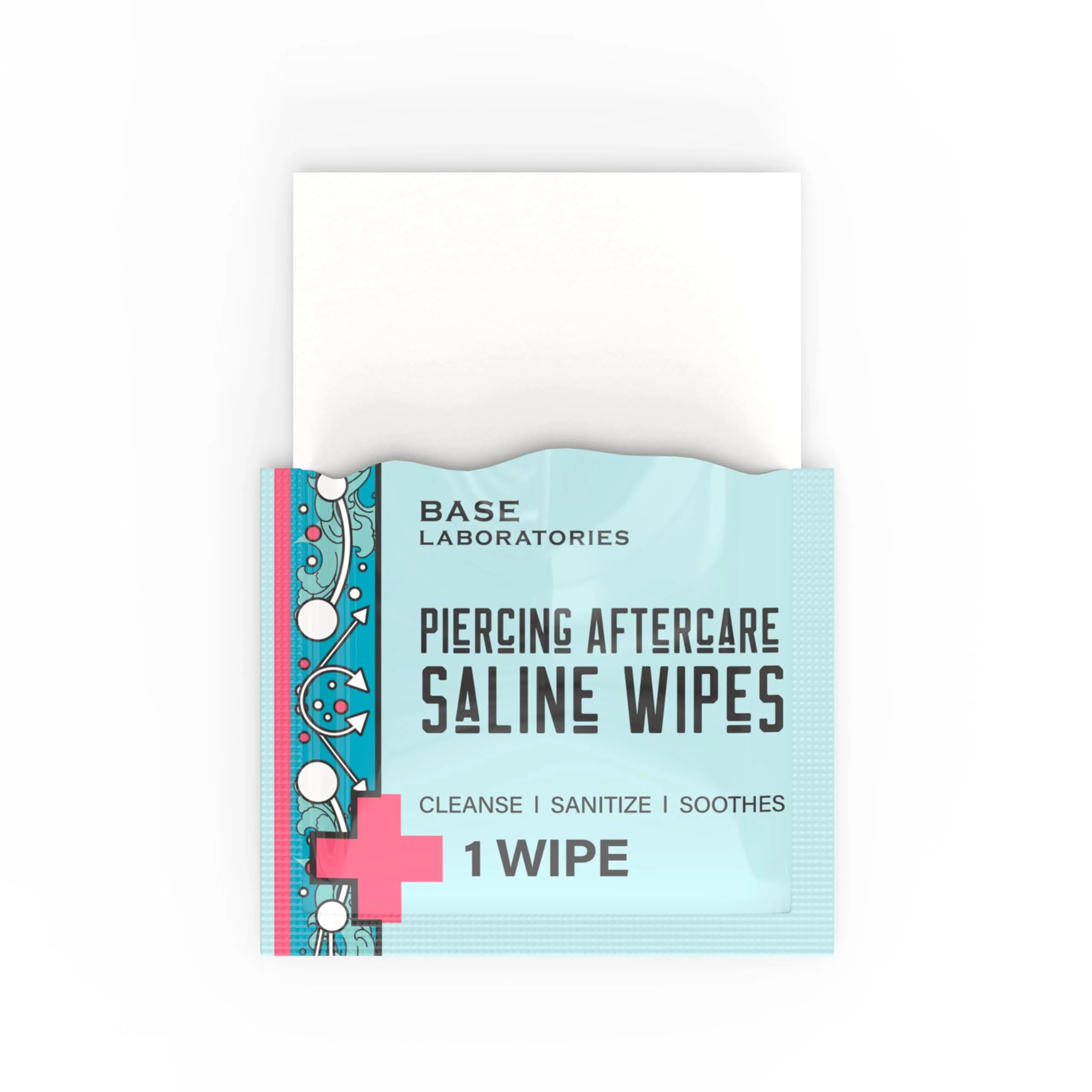 BASE LABORATORIES Piercing Aftercare Wipes | Cleanses & Sanitizes | Piercing Cleaner Wipes for Nose, Ear, Lips | Saline Solution for Piercings | Keloid Bump Removal & Piercing Bump Treatment -75 Wipes Unscented 75 Count (Pack of 1)