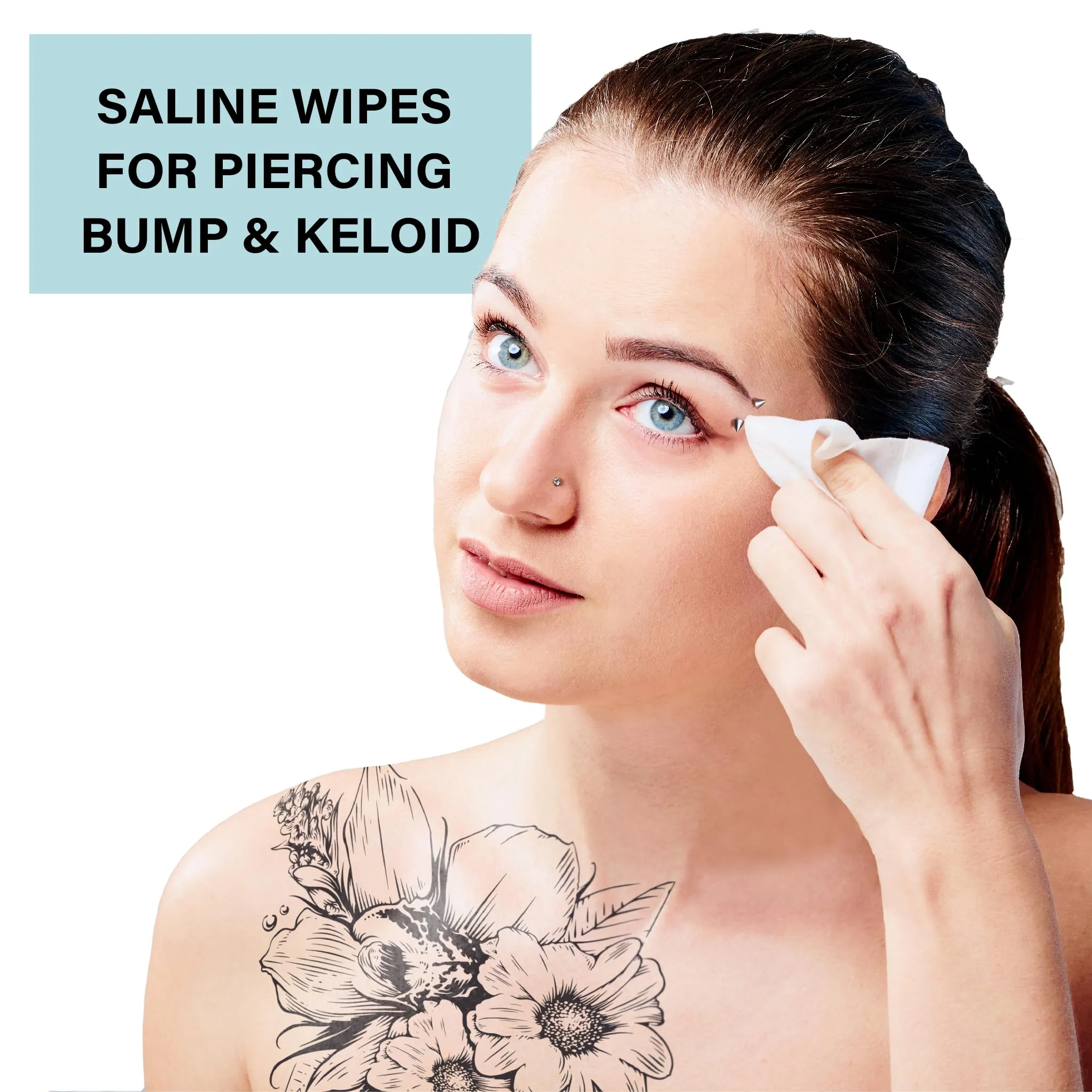 BASE LABORATORIES Piercing Aftercare Wipes | Cleanses & Sanitizes | Piercing Cleaner Wipes for Nose, Ear, Lips | Saline Solution for Piercings | Keloid Bump Removal & Piercing Bump Treatment -75 Wipes Unscented 75 Count (Pack of 1)