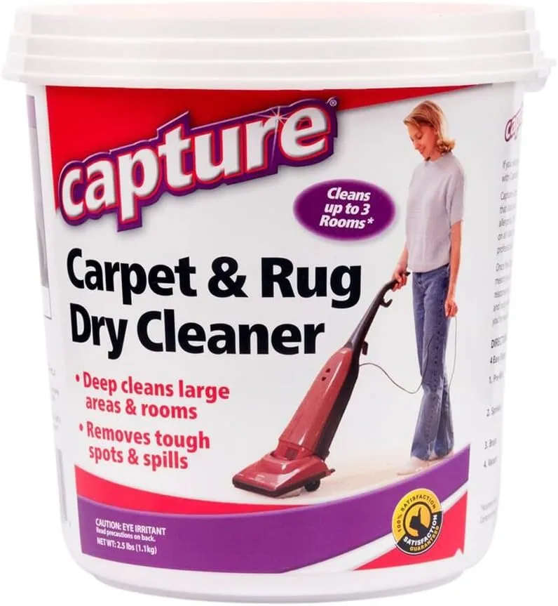Capture Carpet & Rug Dry Cleaner w/Resealable lid - Home, Car, Dogs & Cats Pet Carpet Cleaner Solution - Strength Odor Eliminator, Stains Spot Remover, Non Liquid & No Harsh Chemical (2.5 lb)
