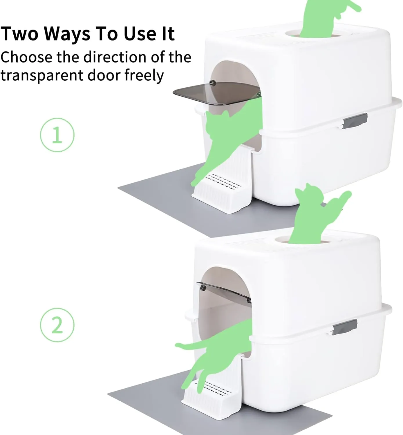 Cat Litter Box with Lid, Fully Enclosed Splash-Proof,Top Entry Cat Litter Box, Easy to Assemble and Installation (White, Small)