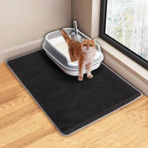Cat Litter Mat Litter Trapping Mat,Cat Litter Box Mat for Floor 32"x22", 2 Layer Llitterbox Mat for Pet kitty,Litter Rug Catcher,Waterproof Urine Proof, Clean Easily, Collapsable, Medium