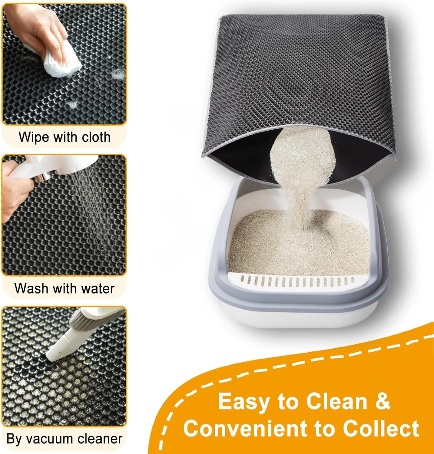 Cat Litter Mat Litter Trapping Mat,Cat Litter Box Mat for Floor 32"x22", 2 Layer Llitterbox Mat for Pet kitty,Litter Rug Catcher,Waterproof Urine Proof, Clean Easily, Collapsable, Medium