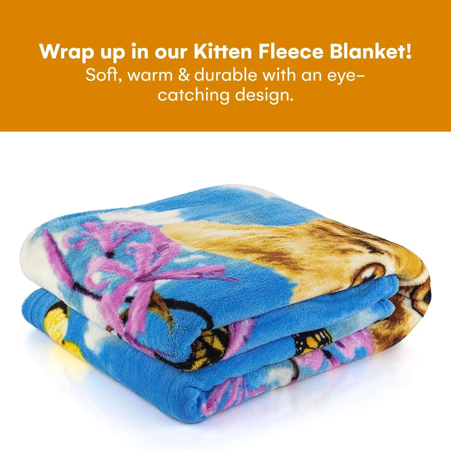 Dawhud Direct Wonder Kitten Fleece Blanket for Bed, 50" x 60" Cat Fleece Throw Blanket for Women, Men and Kids - Super Soft Plush Kitten Blanket Throw
