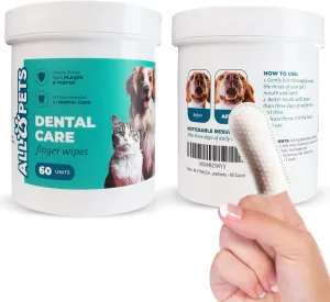 Dog Dental Wipes  60 Count Natural Pet Dental Finger Wipes for Dogs, Cats  Odorless and Safe Dog and Cat Teeth Cleaning Wipes  Dental Wipes for Dogs Teeth Supports Dental Care, Gum Care