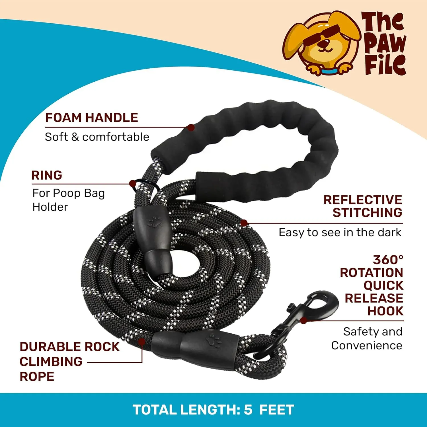Dog Harness and Leash Set - No Pull Vest & Reflective Leash with Foam Handle, Adjustable Oxford Halter, for Walking & Training - Includes 150 Poop Bags & Bone-Shaped Dispenser - Black, L