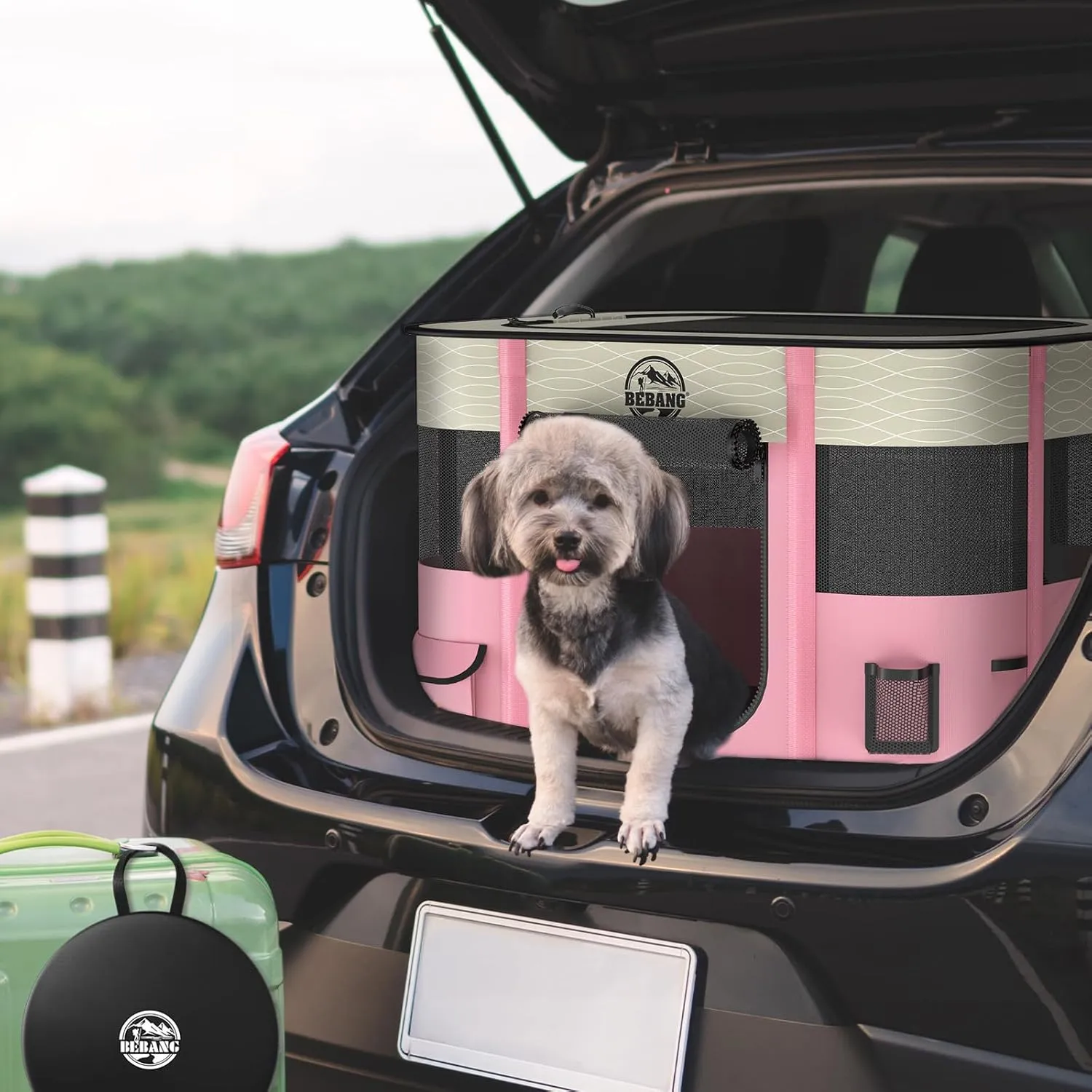 Dog playpen Puppy Play Pens Foldable Pet Crate Cage Kennel for Indoor Collapsible Kitten Enclosure with Carrying Case Food Bowl Travel Outdoor Hamster Rabbit Guinea Pig Small Animals (Pink, L, 1)