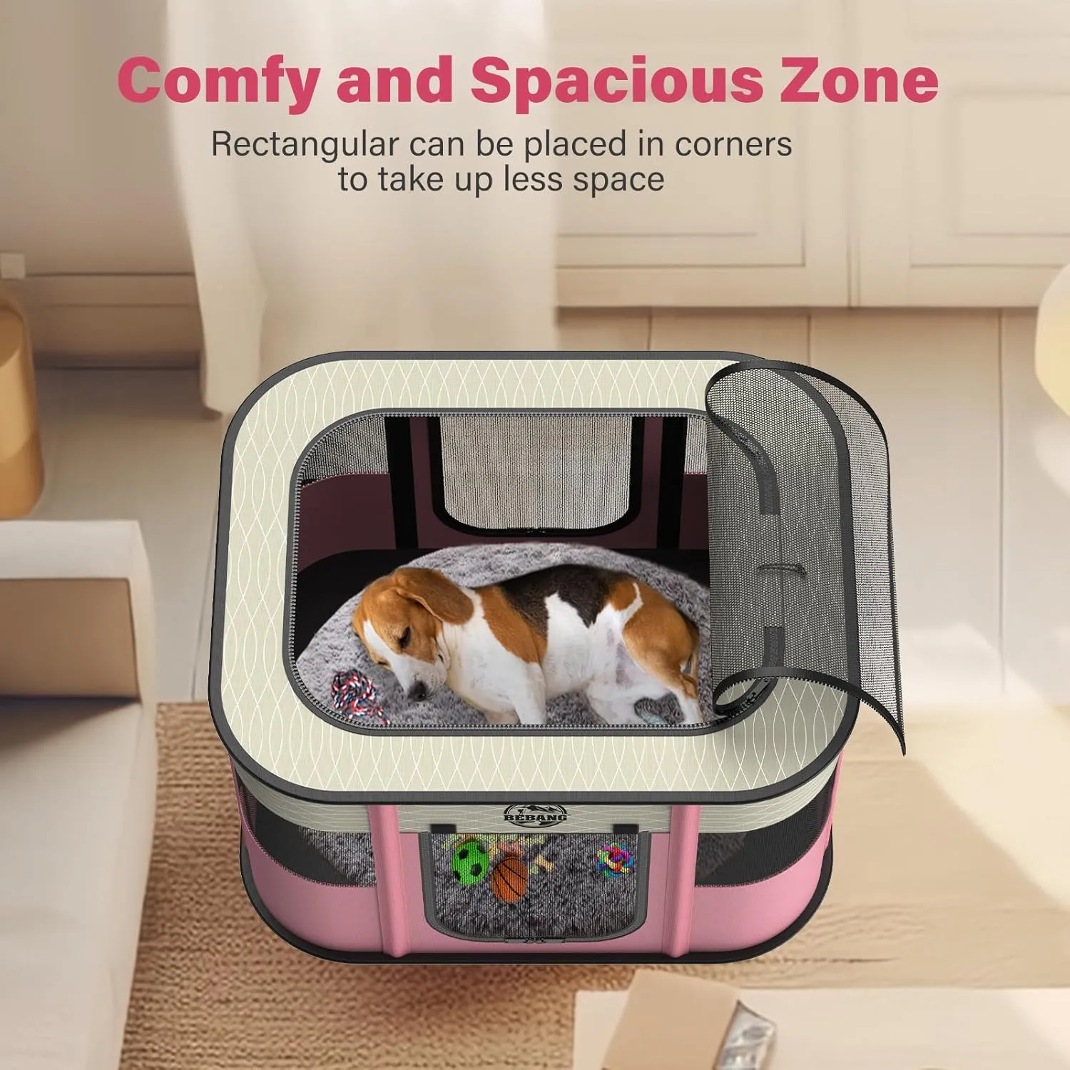 Dog playpen Puppy Play Pens Foldable Pet Crate Cage Kennel for Indoor Collapsible Kitten Enclosure with Carrying Case Food Bowl Travel Outdoor Hamster Rabbit Guinea Pig Small Animals (Pink, L, 1)