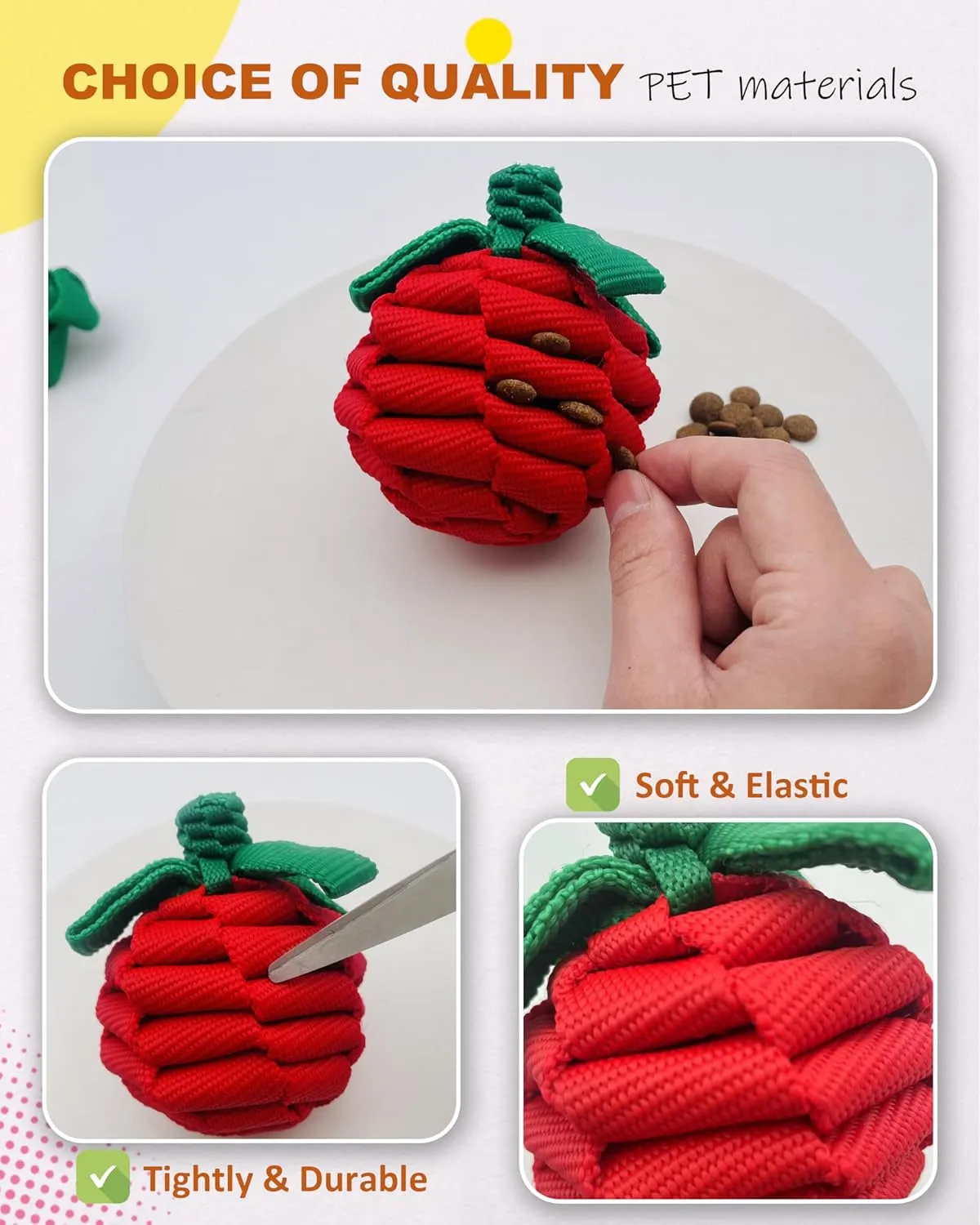 Dog Rope Toy, Tug of War & Teething Chews for Medium Dogs - Tomato-M