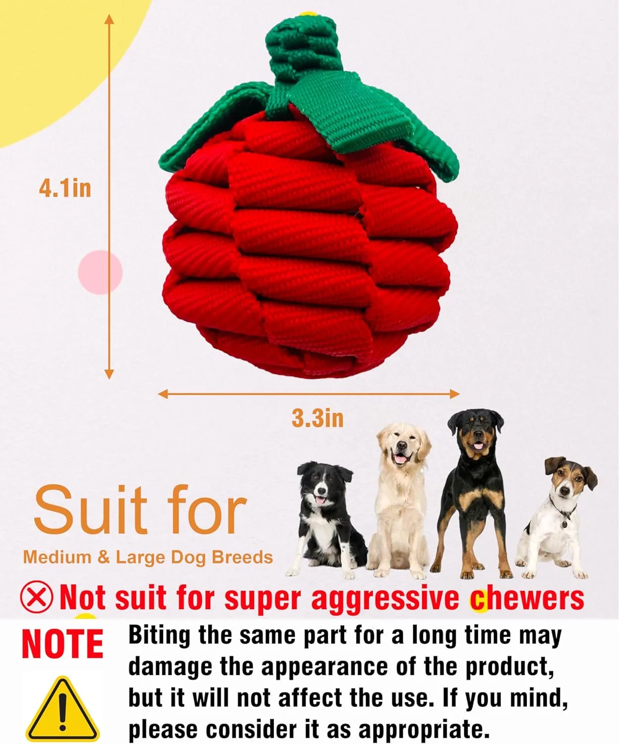 Dog Rope Toy, Tug of War & Teething Chews for Medium Dogs - Tomato-M