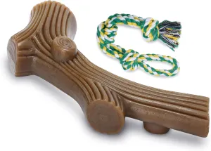 Durable Dog Chew Toys for Aggressive Chewers to Keep Them Busy, Tough Dog Bones with Real Bacon Flavor,Stick,2 Pack