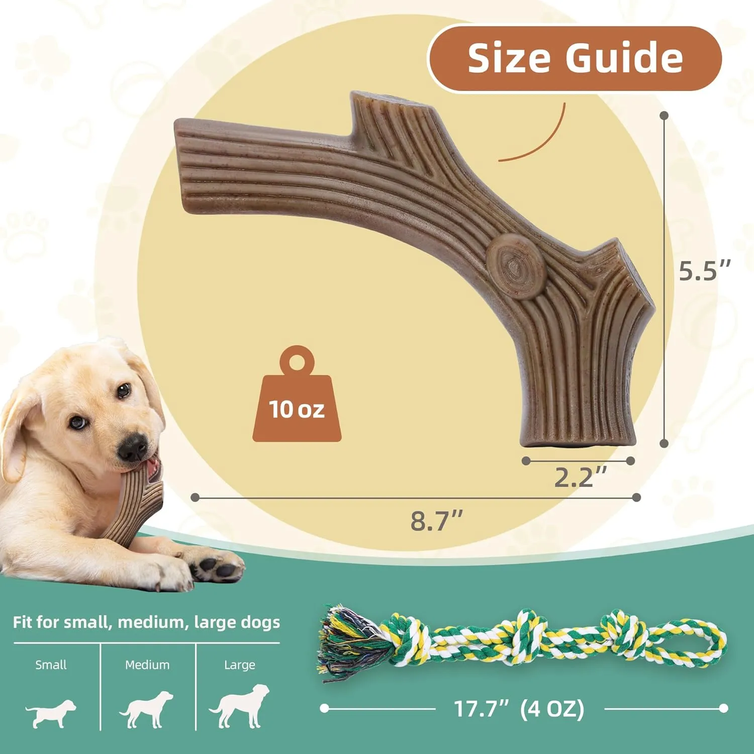 Durable Dog Chew Toys for Aggressive Chewers to Keep Them Busy, Tough Dog Bones with Real Bacon Flavor,Stick,2 Pack