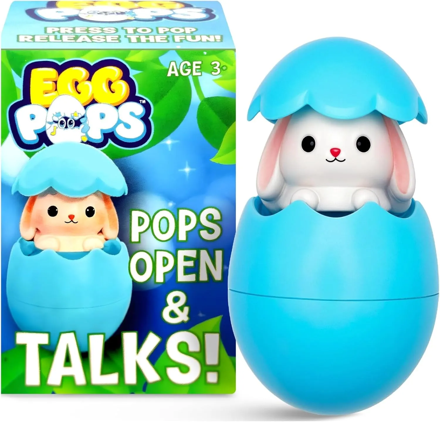 Egg Pops Animals Fidget Toys - Pop & Play Egg with Sound FX, Funny Gag Gifts for Teens, Interactive Sensory Toys for Kids, Collectable Character Novelty Gifts (Bunny)