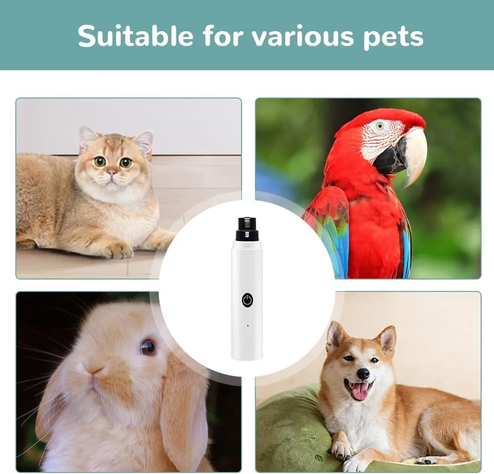 Electric Dog Nail Grinder Pet Nail Trimmer,2025 Rechargeable Dog Nail Grinder Cat Nail Grinder,Dog Nail Trimmers and Clippers Kit for Small Large Dogs Cats Toenail Claw Grooming (White)