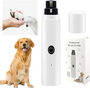 Electric Dog Nail Grinder Pet Nail Trimmer,2025 Rechargeable Dog Nail Grinder Cat Nail Grinder,Dog Nail Trimmers and Clippers Kit for Small Large Dogs Cats Toenail Claw Grooming (White)