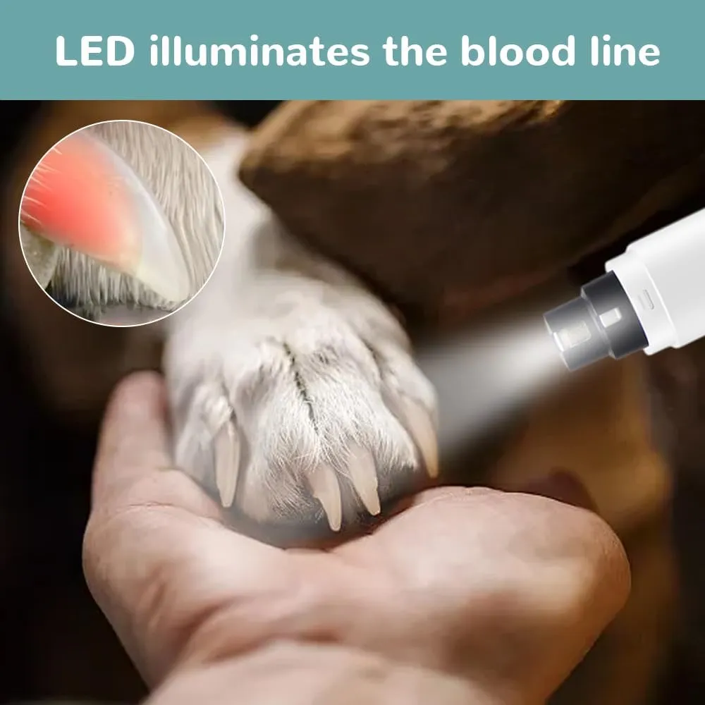 Electric Dog Nail Grinder Pet Nail Trimmer,2025 Rechargeable Dog Nail Grinder Cat Nail Grinder,Dog Nail Trimmers and Clippers Kit for Small Large Dogs Cats Toenail Claw Grooming (White)