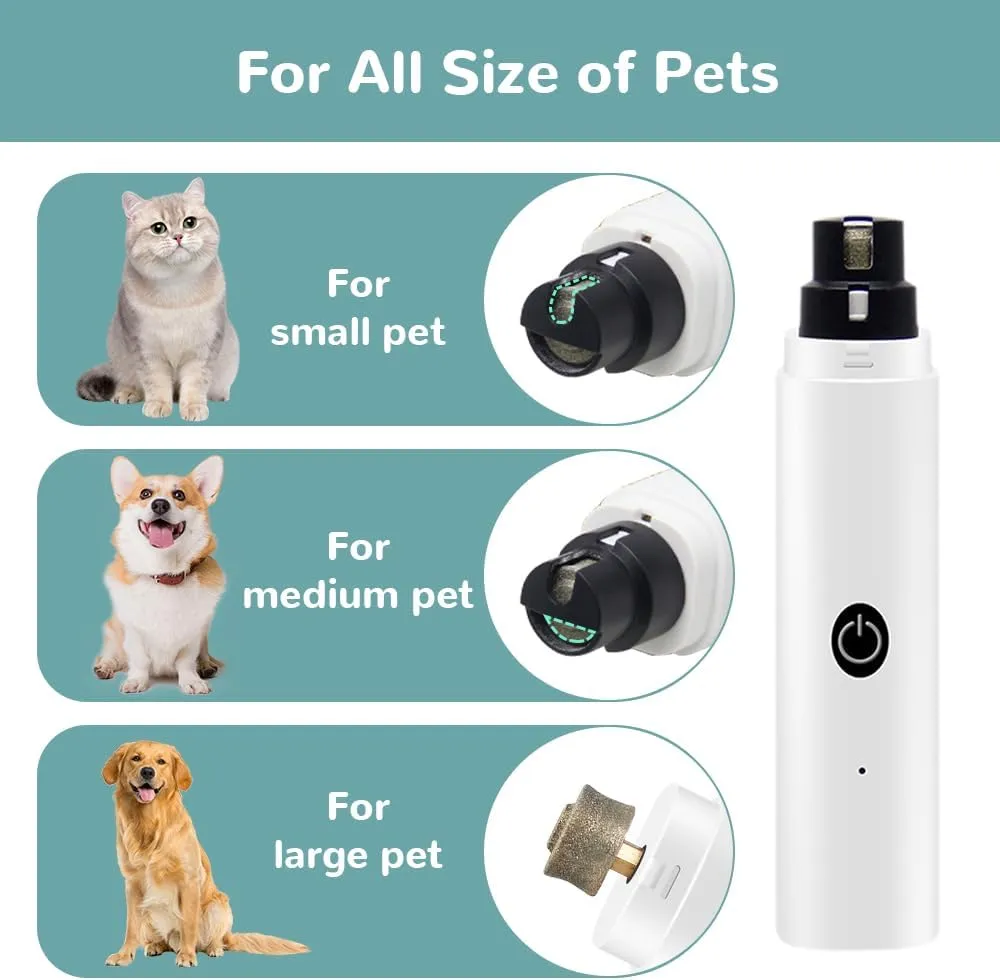 Electric Dog Nail Grinder Pet Nail Trimmer,2025 Rechargeable Dog Nail Grinder Cat Nail Grinder,Dog Nail Trimmers and Clippers Kit for Small Large Dogs Cats Toenail Claw Grooming (White)