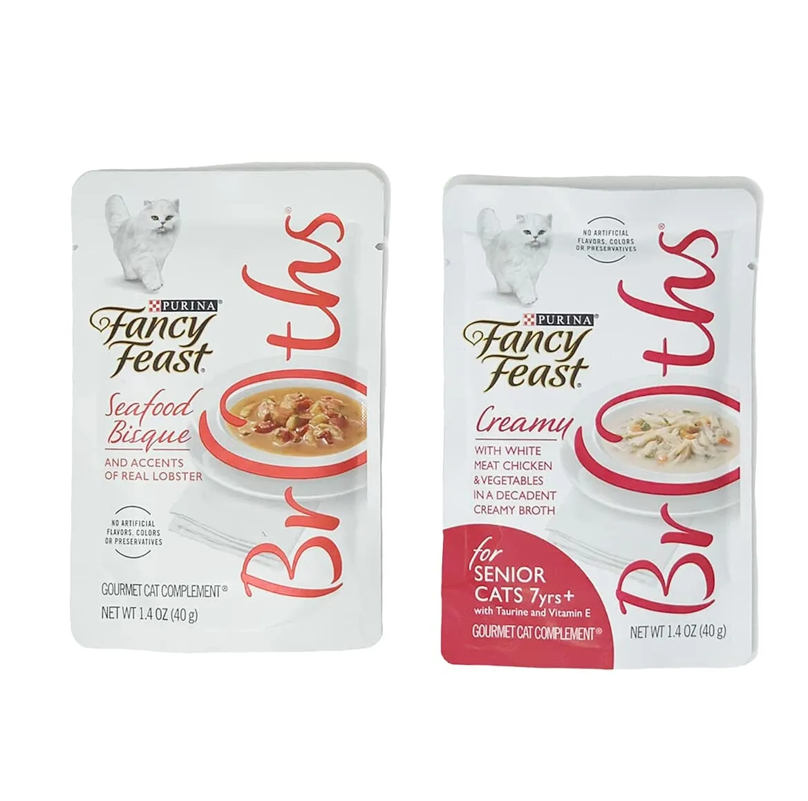 Fancy Feast Creamy Broths With Wild Salmon & Whitefish Supplemental Cat Food Pouches