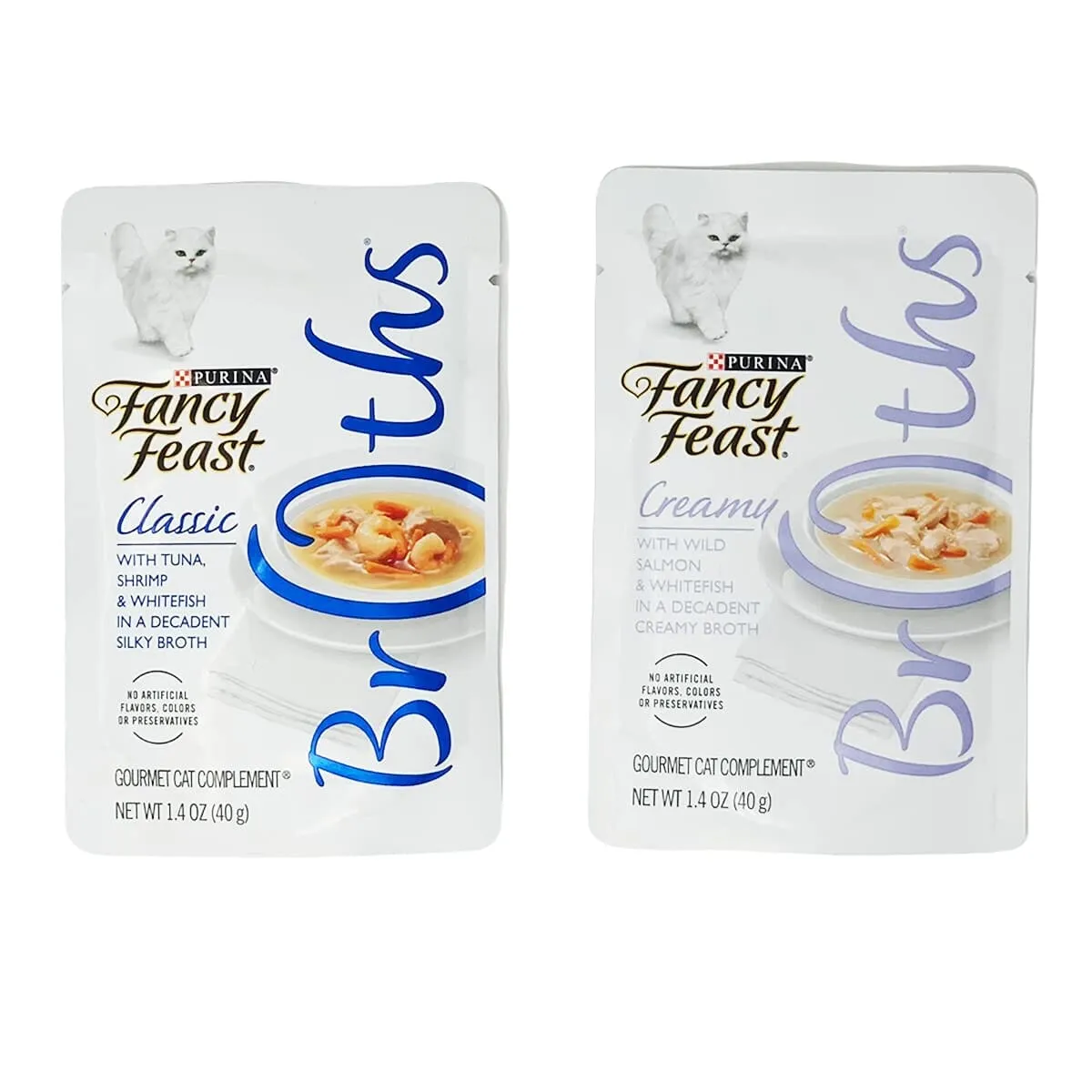 Fancy Feast Creamy Broths With Wild Salmon & Whitefish Supplemental Cat Food Pouches