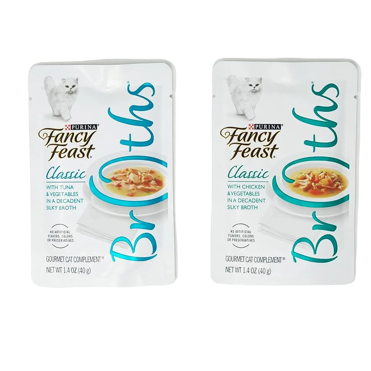Fancy Feast Creamy Broths With Wild Salmon & Whitefish Supplemental Cat Food Pouches
