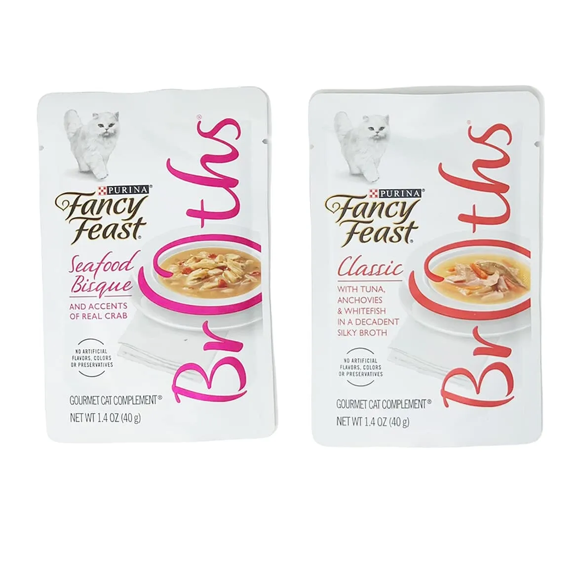 Fancy Feast Creamy Broths With Wild Salmon & Whitefish Supplemental Cat Food Pouches