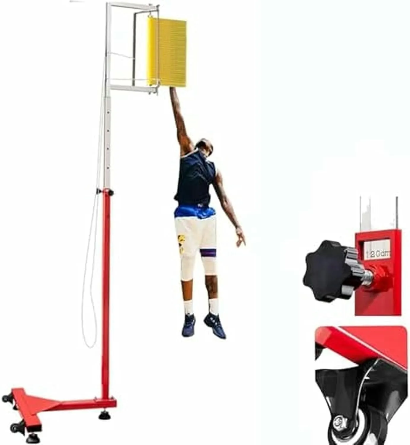 Free-Standing Jump Measurement TesterVertical Jump Trainer, Vertical Jump Tester, Jump Height Gauge, Vertical Jump Tester, Pull Cord and Moving Wheel Reset~/