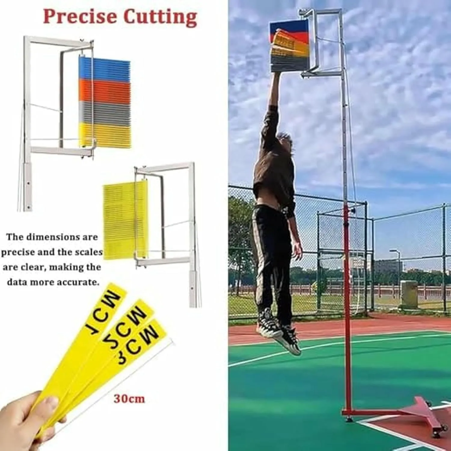 Free-Standing Jump Measurement TesterVertical Jump Trainer, Vertical Jump Tester, Jump Height Gauge, Vertical Jump Tester, Pull Cord and Moving Wheel Reset~/