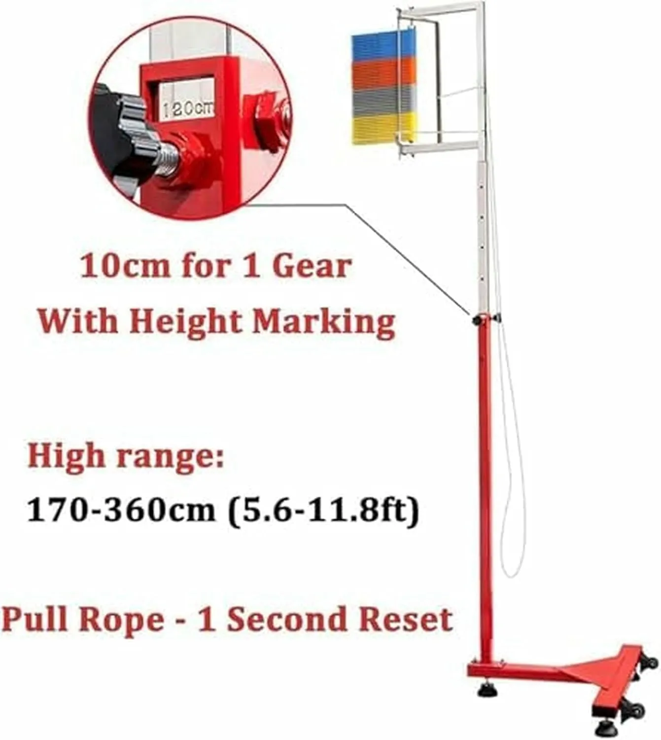 Free-Standing Jump Measurement TesterVertical Jump Trainer, Vertical Jump Tester, Jump Height Gauge, Vertical Jump Tester, Pull Cord and Moving Wheel Reset~/