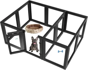 FXW AuraSpace Acrylic Indoor Dog Playpen for Puppies and Small Dogs, 24 Inch, 12 Panels, Black